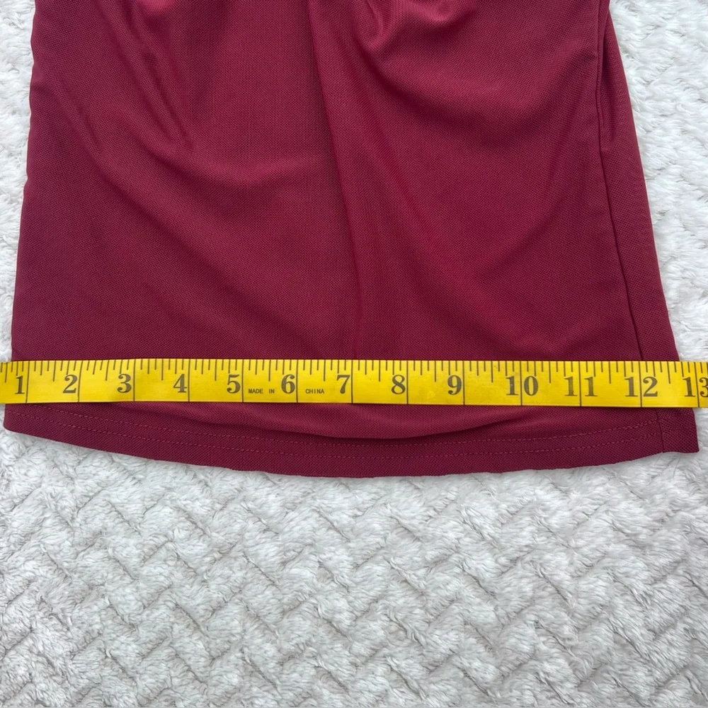 Willow + Root Sheer Maroon Short Sleeve Top Keyhole Ruching Detail - Picture 5 of 8